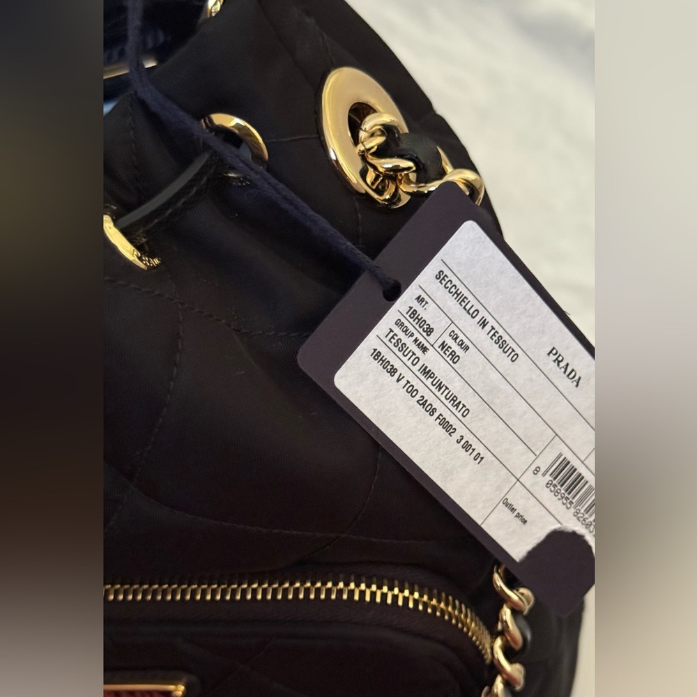 Prada Re Nylon Black Quilted Bucket Bag with Strap - Picture 4 of 13